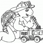 דף צביעה פרנקלין הצב משחק בכבאים