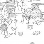 דף צביעה פרנקניל והחיות בבית הספר