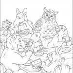 דף צביעה פרנקניל הצב סועד עם חברים