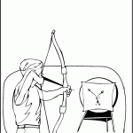 דף צביעה קליעה למטרה בחץ וקשת