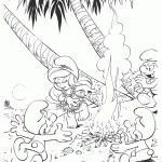 דף צביעה הדרדרסים מסביב למדורה