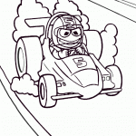 דף צביעה קרמיט הצפרדע במכונית מירוץ