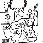 דף צביעה ביקר עושה ניסוי במעבדה