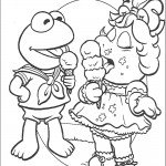 דף צביעה קרמיט ומיס פיגי מלקקים גלידה