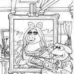 דף צביעה קרמיט מצייר דיוקן של מיס פיגי