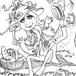 דף צביעה קרמיט ומיס פיגי בפיקניק