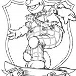 דף צביעה פוזי הדוב על גלגיליות