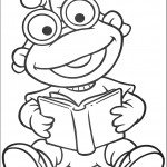 דף צביעה הצפרדע קוראת בספר