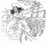 קפטן ג'ק ואליזבט מאושר על דופן ספינתו