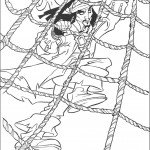 דף צביעה קפטן ג'ק מטפס על החבלים בספינה