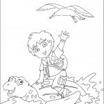 דף צביעה דייגו רוכב על צב ים