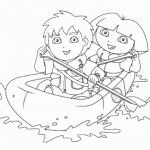 דף צביעה דייגו ודורה שטים בסירה