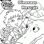 דף צביעה דייגו מציל דינוזאור