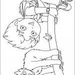 דף צביעה דייגו ובובו נאחזים בענף