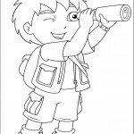 דף צביעה דייגו מסתכל מבעד למשקפת