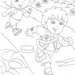 דף צביעה דייגו ודורה רצים בשביל