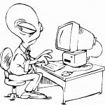 דף צביעה חייזר ומחשב דף צביעה חייזר ומחשב