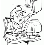 דף צביעה איש עבודה נעזר במחשב דף צביעה איש עבודה נעזר במחשב