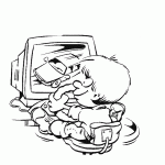 דף צביעה ילד מתלהב ממשחק במחשב דף צביעה ילד מתלהב ממשחק במחשב