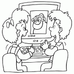 דף צביעה ילדים משחקים במחשב דף צביעה ילדים משחקים במחשב