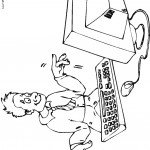 דף צביעה איש מתלהב מול מחשב דף צביעה איש מתלהב מול מחשב