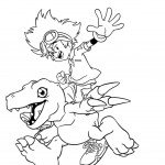 דף צביעה טאי רוכב על אגומון