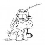 דף צביעה גארפילד יוצא לדוג