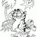 דף צביעה גארפילד נהנה מקרני השמש