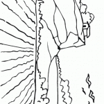 דף צביעה נוף של הר ומטעים