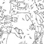 דף צביעה ילדים ועץ בשלכת