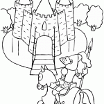 דף צביעה אביר מגיע לפתח המבצר