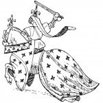 דף צביעה אביר רוכב על סוס מלכותי