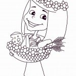 דף צביעה נערת מחזיקה בסלסילת ביכורים