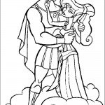 דף צביעה הרקולס ומגי מחובקים על ענן