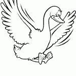 דף צביעה ברווז פורש כנפיים