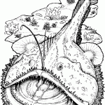 דף צביעה דג שטוח עם פה גדול