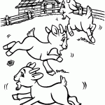 דף צביעה גדיים משחקים בחווה