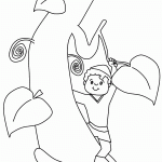 דף צביעה ג'ק מטפס על גבעול האפונים 3