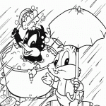 דאפי דאק מתרחץ בגשם