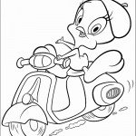 דף צביעה טוויטי רוכבת על קטנוע