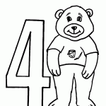 דף צביעה מספר 4 בעיטור דובון