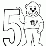 דף צביעה מספר 5 בעיטור דובון