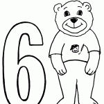 דף צביעה מספר 6 בעיטור דובון