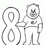 דף צביעה מספר 8 בעיטור דובון