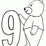 דף צביעה מספר 9 בעיטור דובון