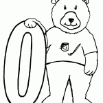 דף צביעה מספר 0 בעיטור דובון