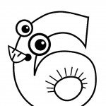 דף צביעה מספר 6 בצורת עיניים ופה