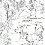 דף צביעה קרנפים בג'ונגל דף צביעה קרנפים בג'ונגל