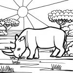 דף צביעה קרנף אוכל ביום שמש דף צביעה קרנף אוכל ביום שמש