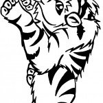 דף צביעה נמר ממתין לטרף